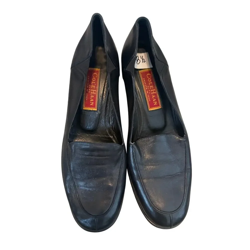 Vintage Cole Haan City Black Leather Loafer Pumps 8.5B Made in Italy